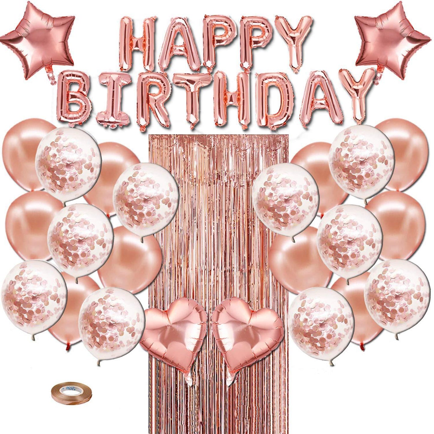 Happy Birthday Balloon Arch Kit – 100-Piece Garland & Star Foil Balloons | 7 Colours Options